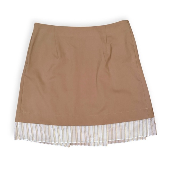 Marni Pleated Skirt Trim Beige Khaki Neutral Office Size 42 A-line Mini Doechii - Picture 3 of 8